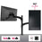 Duronic Monitor Arm Stand holding one horizontal and one vertical screen, with 30-pound capacity.