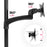 Duronic Monitor Arm Stand showing 360 swivel, 180 rotation, and vertical tilt angles.