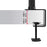 Duronic Monitor Arm Stand showing adjustable thickness range from 0.5cm to 6.8cm (0.2in to 2.7in).
