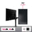 Duronic Monitor Arm Stand supporting two screens with 360 degree rotation and 30 pound capacity.
