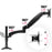 Duronic Monitor Arm Stand with 180-degree swivels and a tilt mechanism diagram.