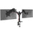 Duronic Monitor Arm Stand with adjustable gas spring desktop clamp holding two gray screens.