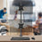 Duronic Monitor Stand Dual showing two screen placement options above a keyboard setup.