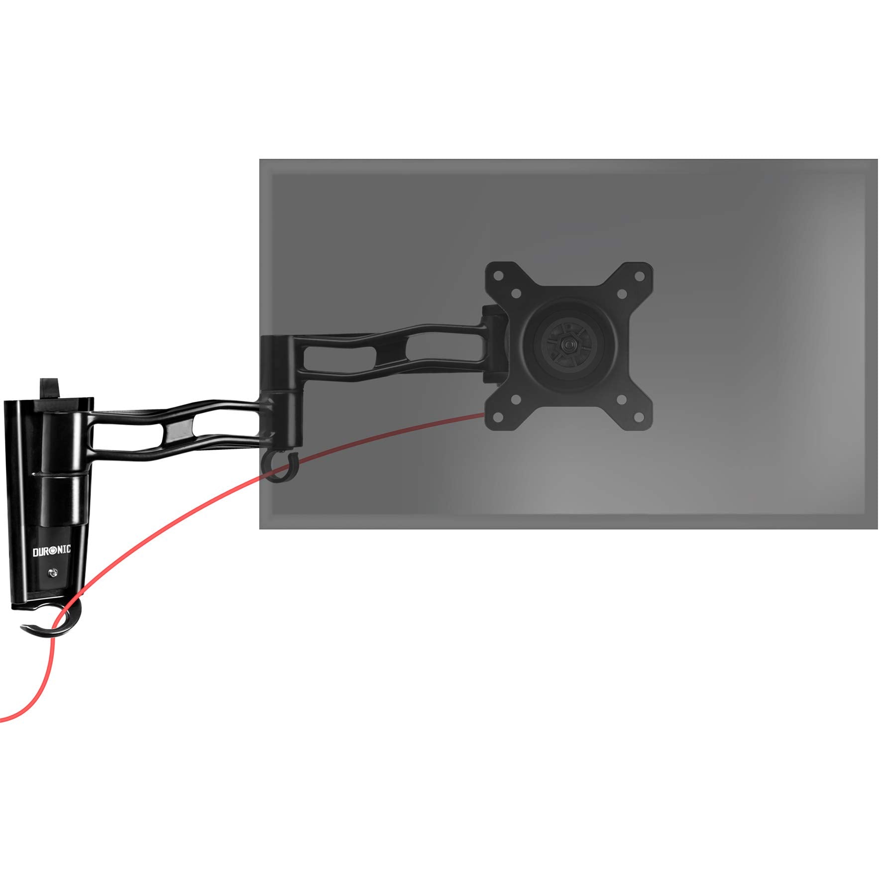 Duronic Monitor Wall Mount showing integrated red cable management loop.