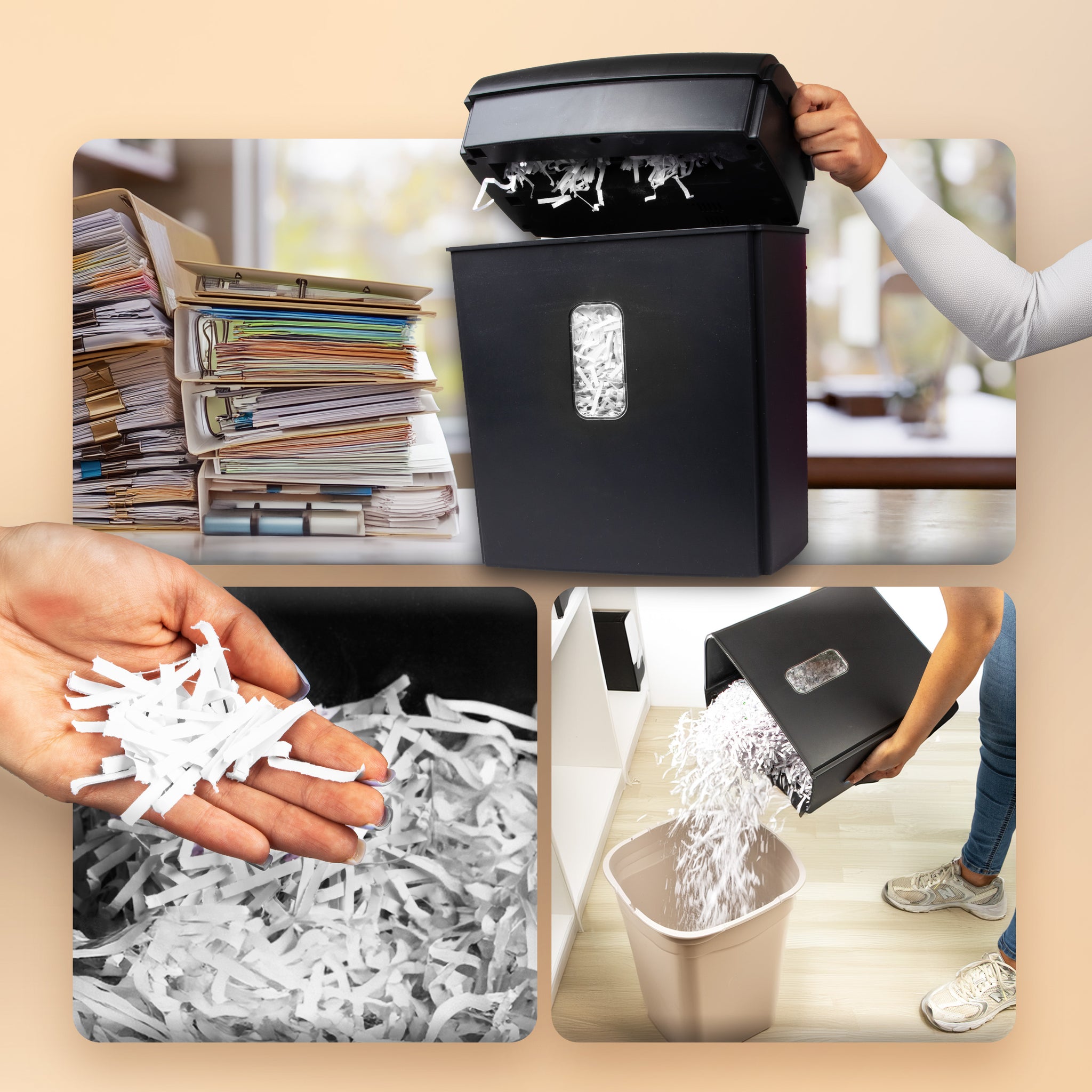 Duronic PS815 electric cross cut shredder with 15L paper waste bin making it easy to clean