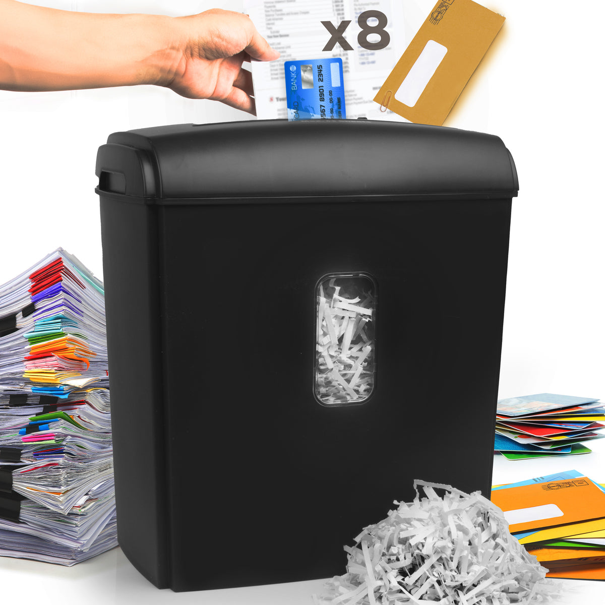 「PAPER IN DESIGN」 Duronic Cross Cut Paper Shredder PS815, Shred 8 Sheet Heavy