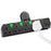 Duronic Plug Adapter with green individual switches, UK outlets, and two USB ports.