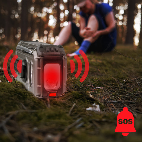 Duronic Portable DAB Radio  with a red flashing SOS light and siren