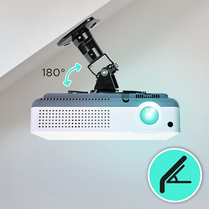 Duronic Projector Mount highlighting 180-degree adjustable tilt mount functionality.