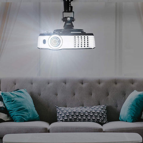 Duronic Projector Mount with teal and pattern pillows.
