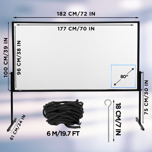 Duronic Projector Screen with Product Dimension