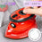 Duronic Red Travel Iron with an adjustable temperature dial ranging from 65°C to 230°C, shown next to sewing supplies.