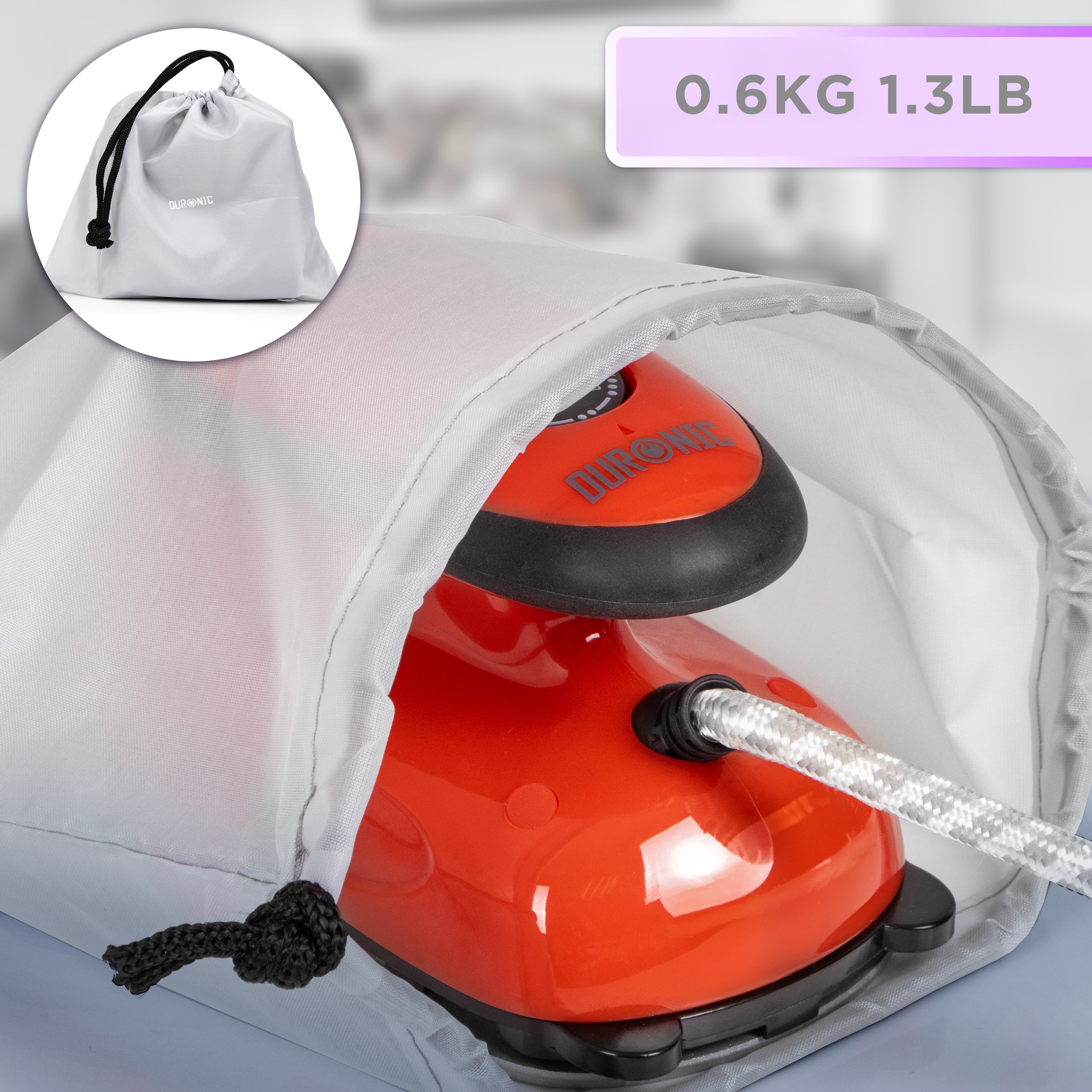 Duronic SI2 RD red portable iron with travel bag for holidays