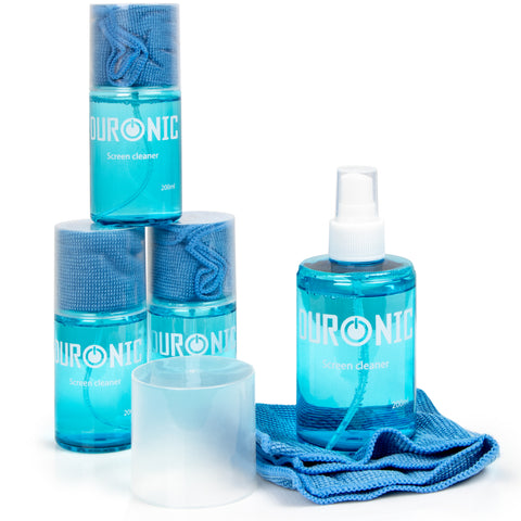 Duronic Screen Cleaner four 200ml with matching blue microfiber cloths