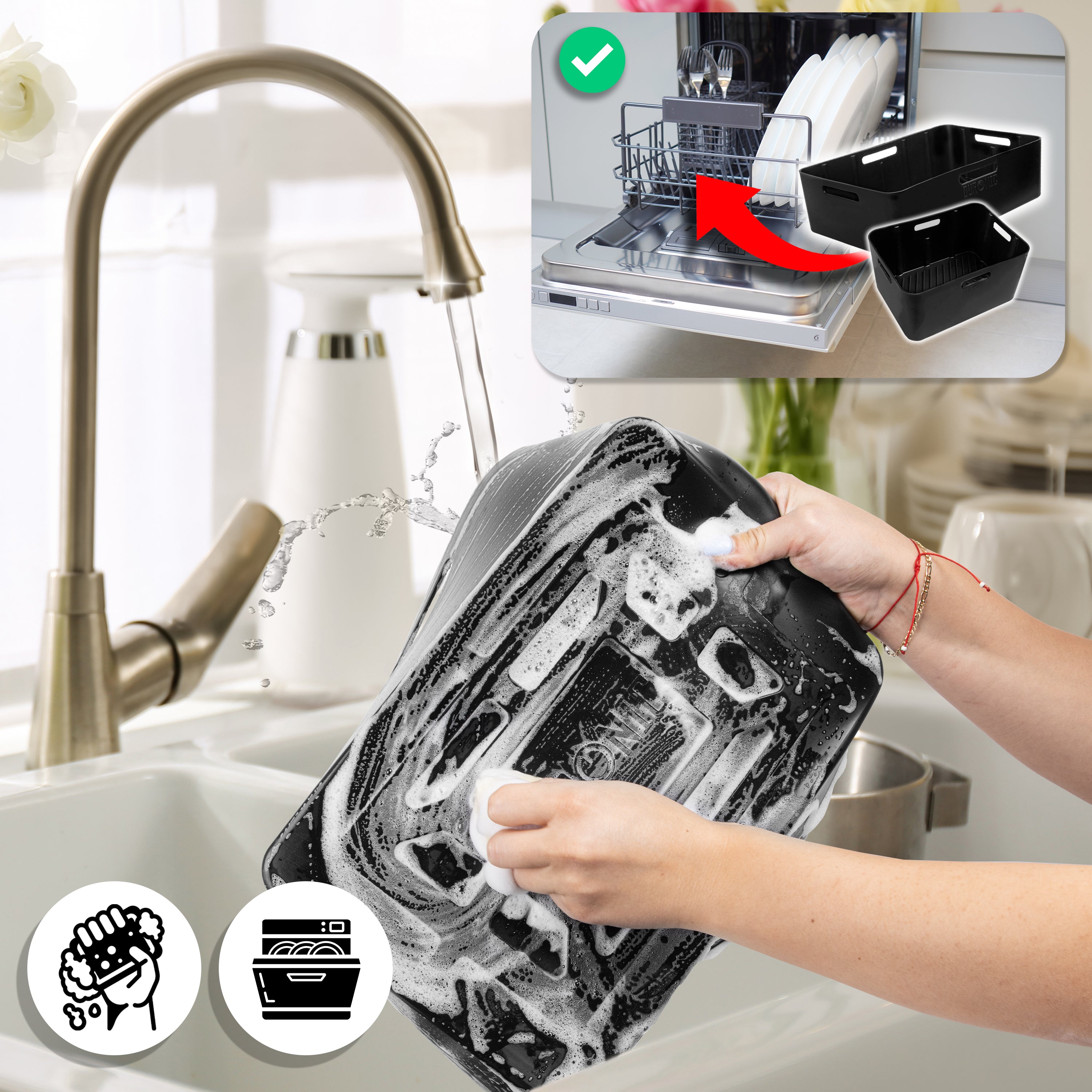 Duronic Silicone Air Fryer Liners can be hand wash and dishwasher safe