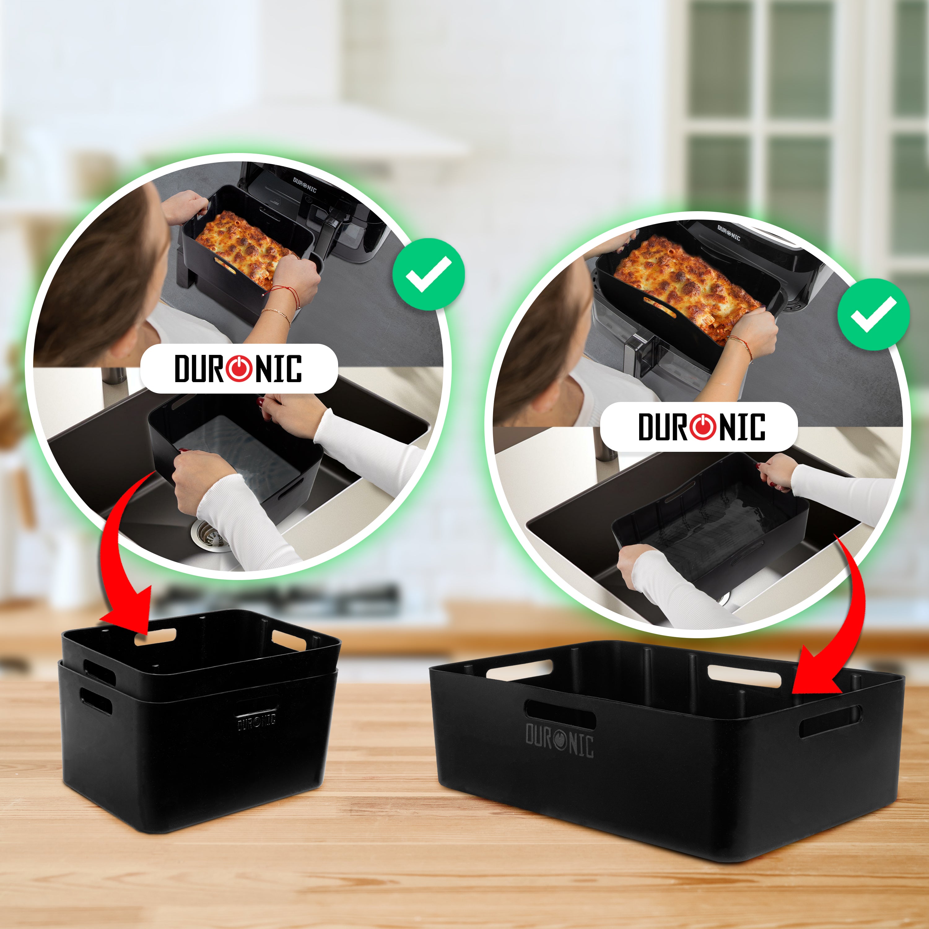 Duronic Silicone Air Fryer Liners with 2 different sizes