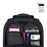 Duronic Travel Laptop Backpack containing a Canon calculator, pens, cards, and a smartphone.