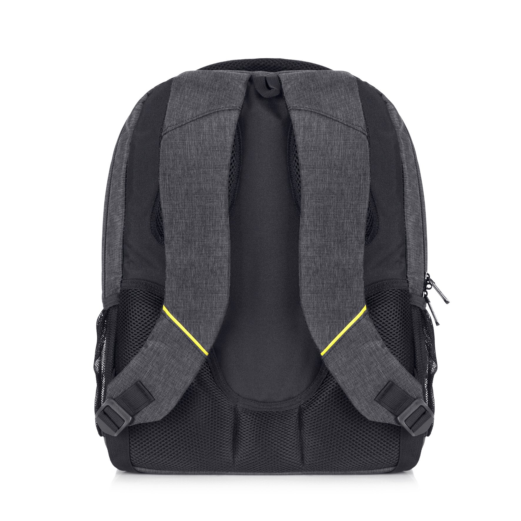 Duronic Travel Laptop Backpack featuring padded shoulder straps with yellow accents.