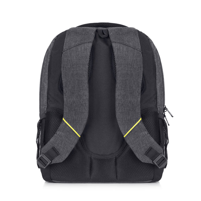 Duronic Travel Laptop Backpack featuring padded shoulder straps with yellow accents.