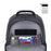Duronic Travel Laptop Backpack showing a tablet, multiple cards, pens, and small daily essentials.