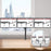 Duronic Triple Monitor Arm Stand showing three landscape screens on a wooden desk with vertical orientation inset.