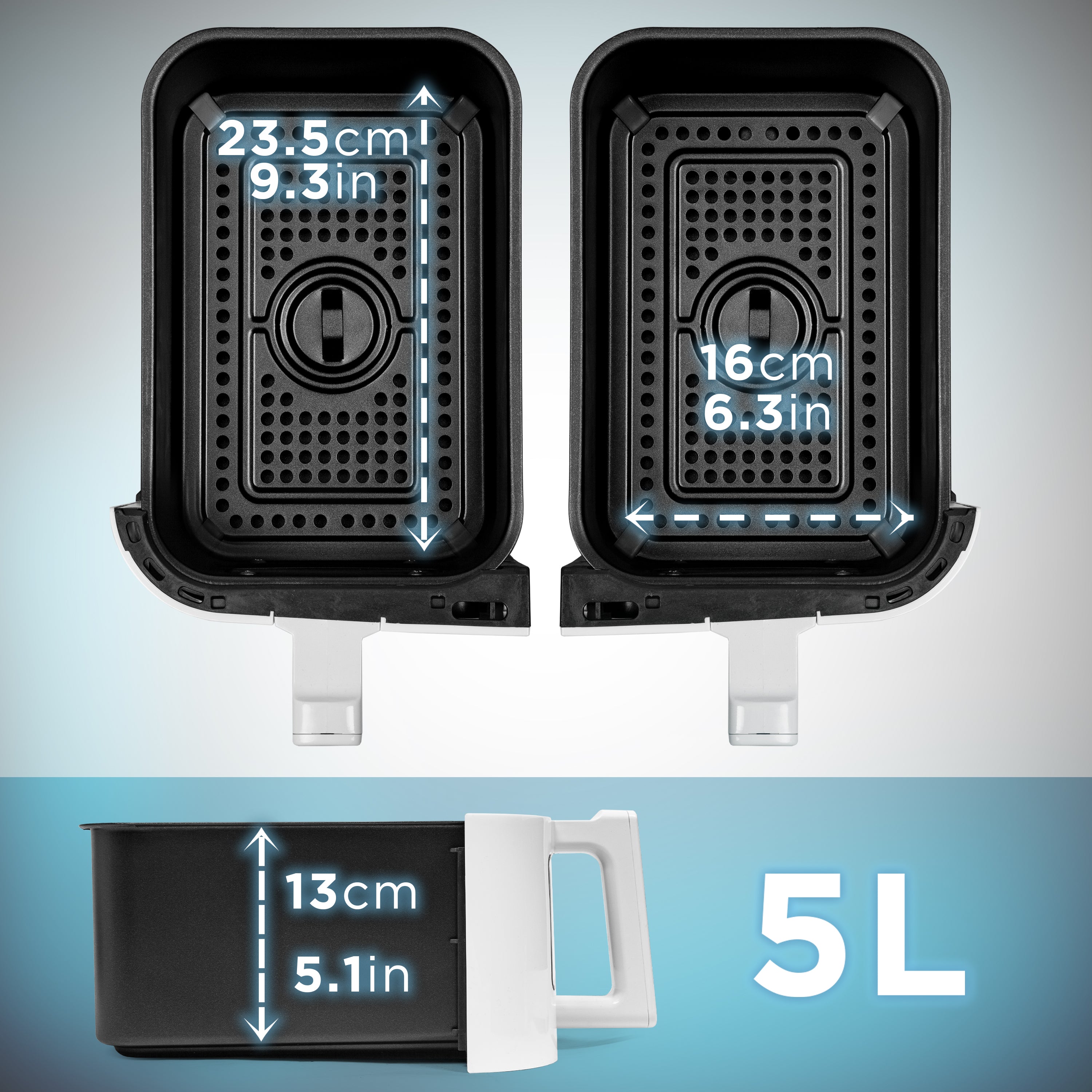 Duronic Twin Drawers with drawer and tray dimension and capacity