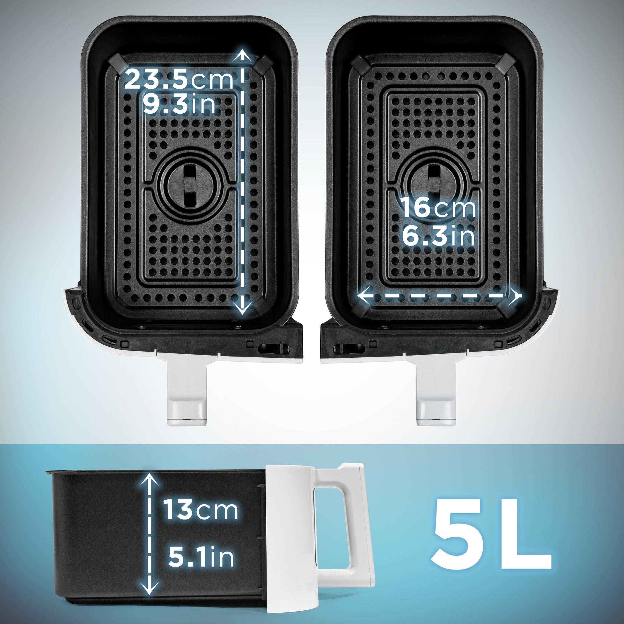 Duronic Twin Drawers with drawer and tray dimension and capacity