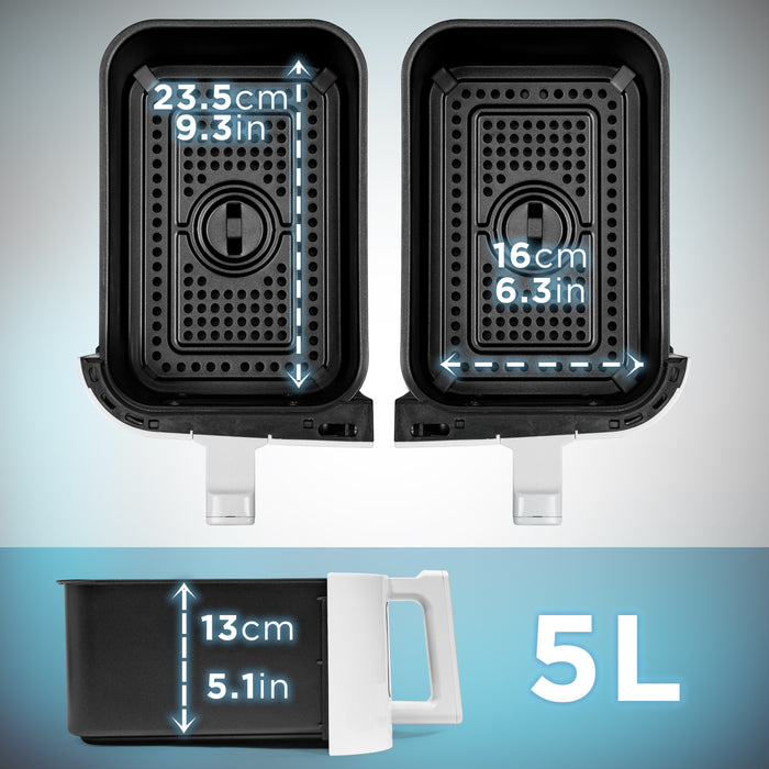 Duronic Twin Drawers with drawer and tray dimension and capacity