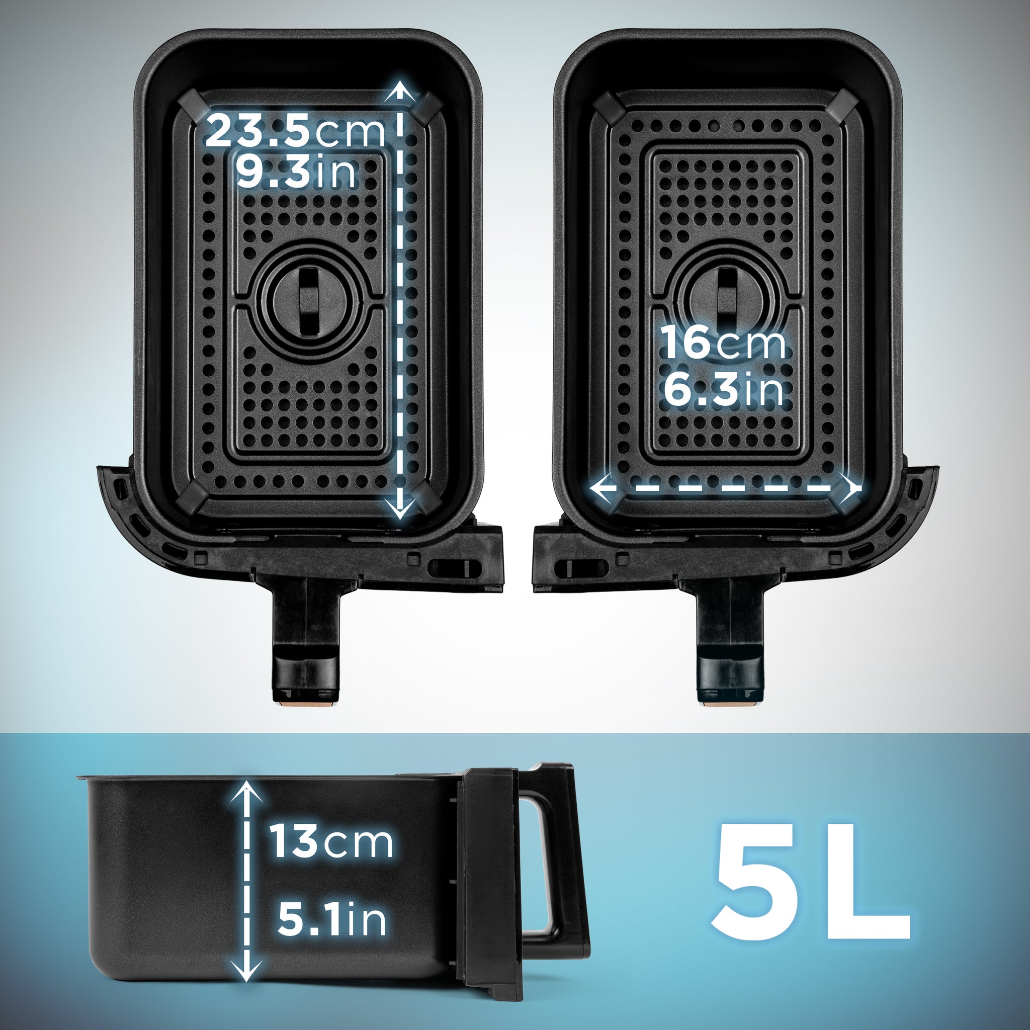 Duronic Twin Drawers with tray and drawer dimension, with 5L capacity