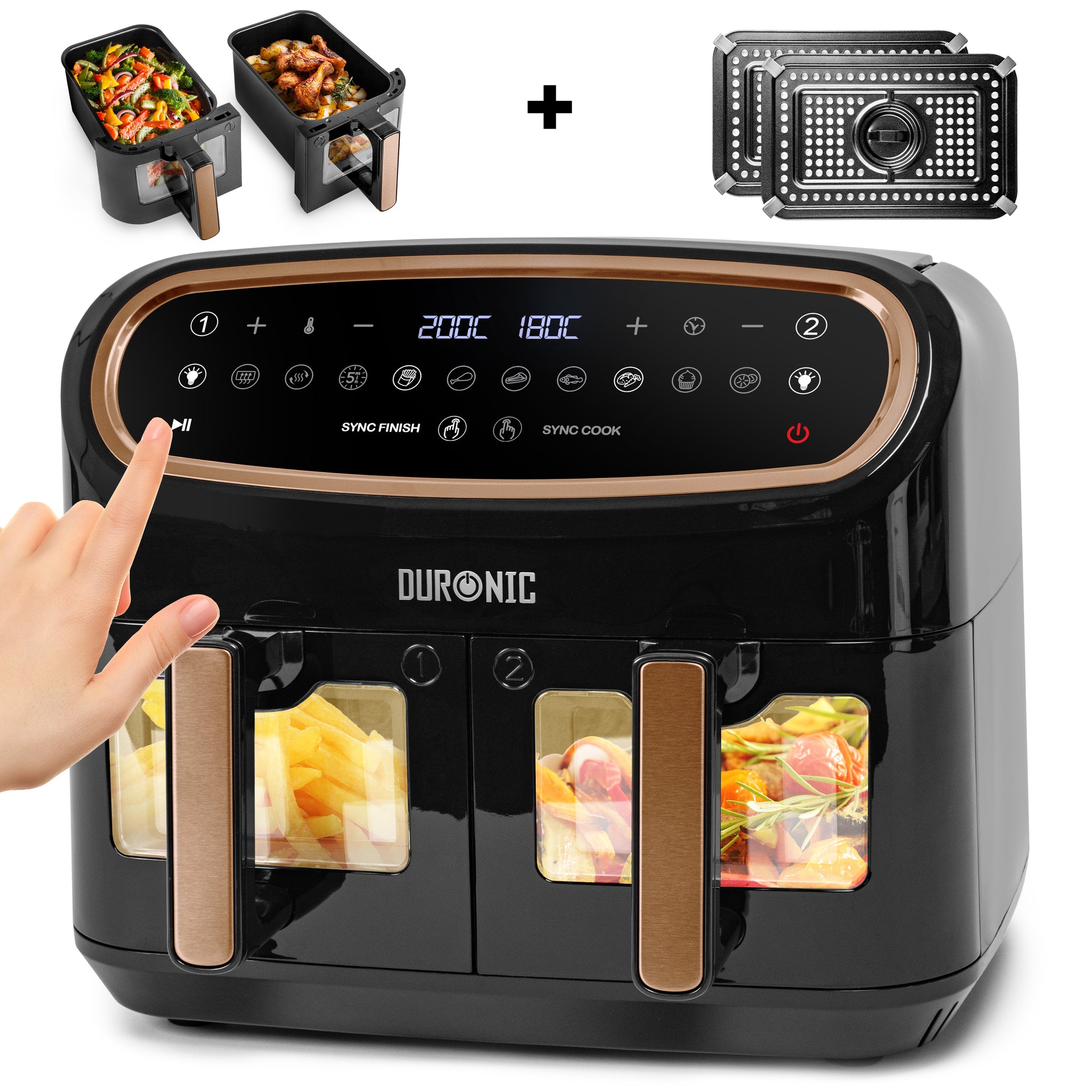 Duronic XXL Digital Air Fryer with basket and tray inclusion