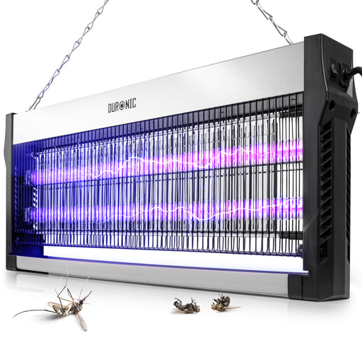 Duronic FK2X10 Electric Fly Killer, Dual Wavelength UV Bug Zapper with Removable Tray and Hanging Chain, Energy Efficient 16W Indoor Insect Trap for Kitchen and Home