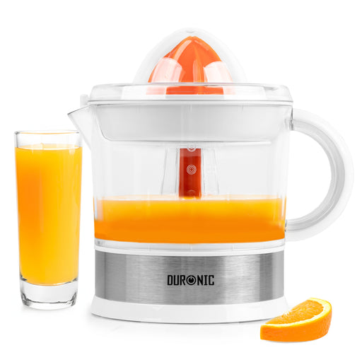 Duronic Electric Citrus Juicer JE407 Lemon Juicer 40W Citrus Press with Adjustable Pulp Filter Fresh Orange Juice Maker Extractor for Lemons, Limes, Grapefruits With 2 Sized Juicing Cones Black