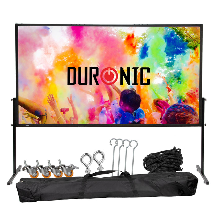 Duronic Projector Screen SFPS120 BUNDLE 120” Projection Screens with Accessories Kit 16:9 Mountable Projector Screen with Tripod Hook Screw Portable Movie Screens for Home Cinema Business Presentation