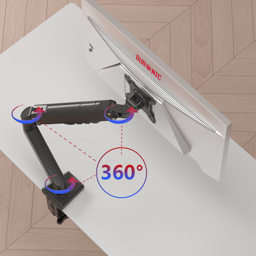 Duronic DM6A1 Dual Monitor Stand, Ergonomic Gas Powered Two 32” Monitor Arms Adjustable PC Desk Mount with VESA 75/100 Compatibility Computer Arm for Home Office Work