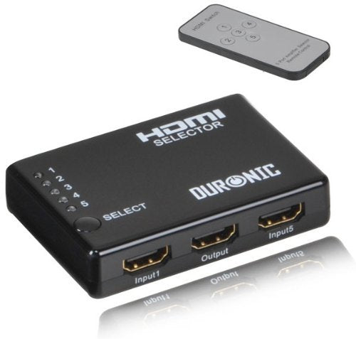 Duronic HDMI Switch Box [ HRS1051 ] 5 Port HDMI Auto Switcher, PLUS Re