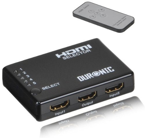 Duronic HDMI Switch Box [ HRS1051 ] 5 Port HDMI Auto Switcher, PLUS Remote, 5x1 Hub - 5 Way Input/1 Way Output), 1080p High Definition, Sky+ HD, Virgin, PS3, PS4, Xbox, Freeview, DVD & BluRay