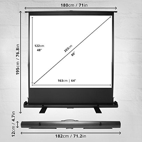 Duronic Projector Screen FPS80/43 - 80" Floor Projection Screen | School | Theatre | Cinema | Home Matte White Screen (:163cm(w) X 122cm(h) Portable Freestanding - 4K / 8K Ultra HDR 3D Ready (4:3)…