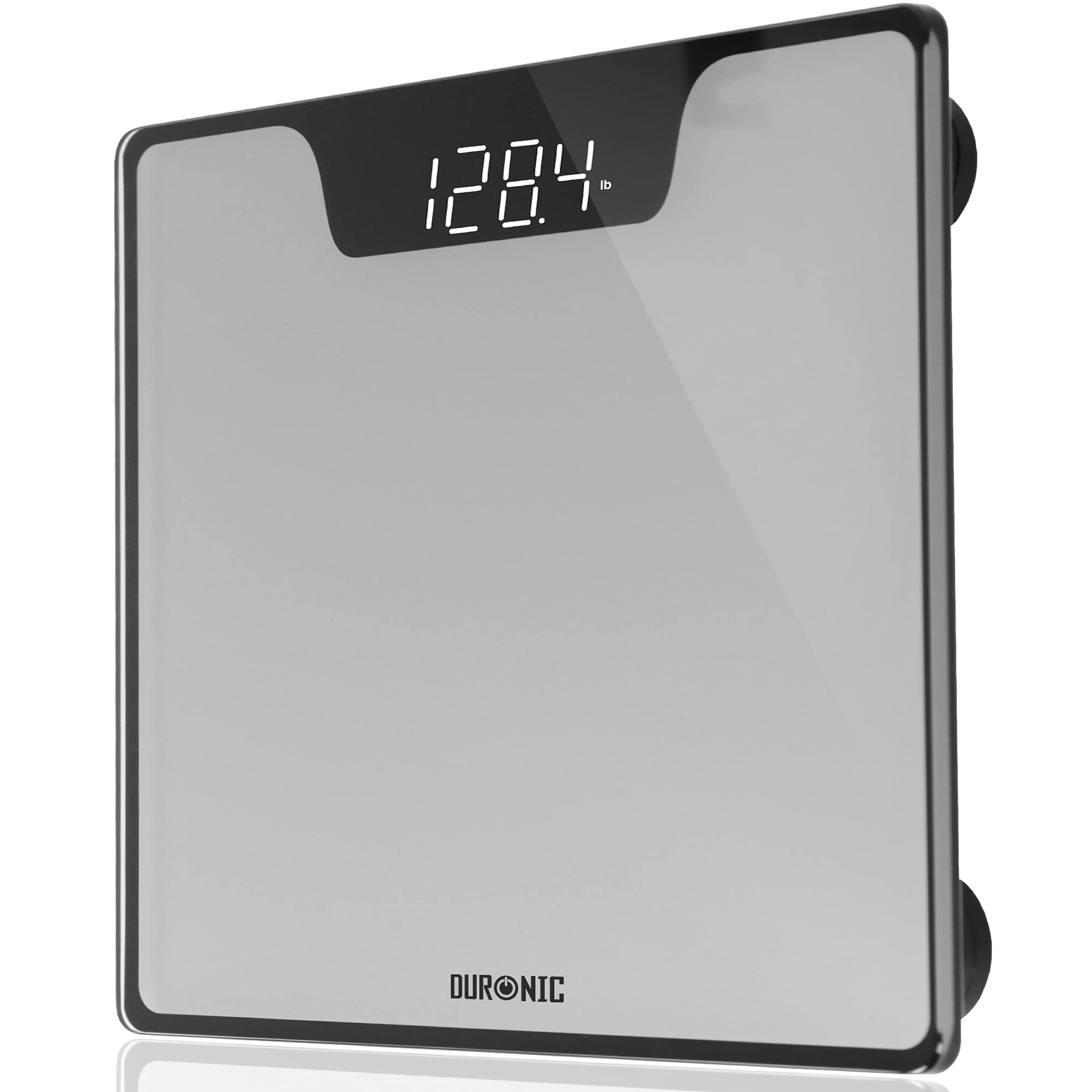Duronic Digital Bathroom Body Scales BS303 | Measures Body Weight in Kilograms and Pounds | Silver/Black Design | Step-On Activation | Precision Sensors | 180kg Capacity