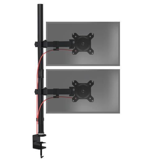 Duronic Dual Monitor Arm Stand DMT152VX1, Vertical PC Desk Mount, Extra Tall 100cm Pole, For Two 13-27 LED LCD Screens, VESA 75/100, 2x8kg/17.6lb Capacity, Tilt 90°/35°,Swivel 180°,Rotate 360°