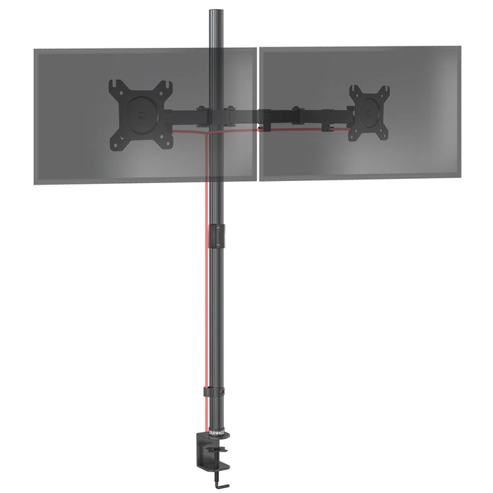 Duronic Dual Monitor Arm Stand DMT152, Double PC Desk Mount, Extra Tall 100cm Pole, For Two 13-27 LED LCD Screens, VESA 75/100, 2x8kg/17.6lb Capacity, Tilt 90°/35°,Swivel 180°,Rotate 360°