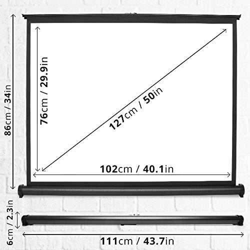 Duronic Projection Screen DPS50 /43 Portable Desktop 50" display 4:3 Ratio Projection Screen for School, Theatre, Home Cinema, 102 X 76cm HD 4K 8K Ultra HDR 3D