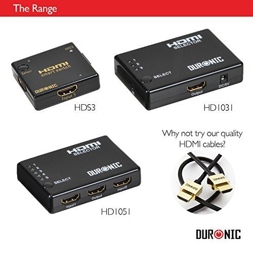 Duronic HDMI Switch Box [ HRS1051 ] 5 Port HDMI Auto Switcher, PLUS Remote, 5x1 Hub - 5 Way Input/1 Way Output), 1080p High Definition, Sky+ HD, Virgin, PS3, PS4, Xbox, Freeview, DVD & BluRay