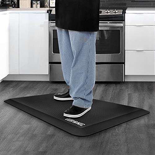 Duronic Anti-Fatigue Mat DM-MAT1 Ergonomic Design for Home, Office Sit Stand Desk Floor Mat, Waterproof Standing With Memory Foam, Foot And Back Relief, 81cm x 51cm Black