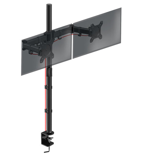 Duronic Dual Monitor Arm Stand DMT252, PC Desk Mount, Extra Tall 100cm Pole, For Two 13-27 LED LCD Screens, VESA 75/100, 8kg/17.6lb Capacity, Tilt 90°/35°,Swivel 180°,Rotate 360°