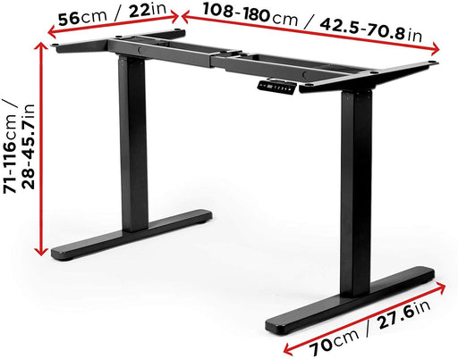 Duronic Sit Stand Desk Frame TM22 BK | Electric Standing Office Table | Frame ONLY | Height Adjustable 71-116cm | Ergonomic Workstation | BLACK | Memory Function | Dual Motor / 2 Stage