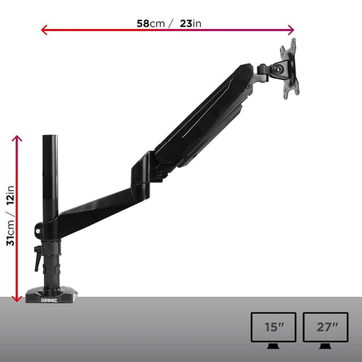 Duronic Monitor Arm Stand DMG51X2 | Single PC Desk Mount | Height Adjustable | For One 13-24 Inch LED LCD Screen | VESA 75/100 | 6.5kg Capacity | Tilt +90°/-45°, Swivel 180°,Rotate 360°
