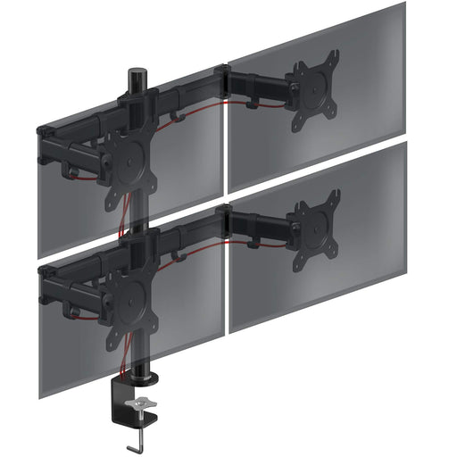 Duronic Quad Monitor Arm Stand DM254 | Multi PC Desk Mount | Steel | Height Adjustable | For Four 13-27 Inch LED LCD Screens | VESA 75/100 | 8kg Per Screen | Tilt -90°/+35°,Swivel 180°,Rotate 360°