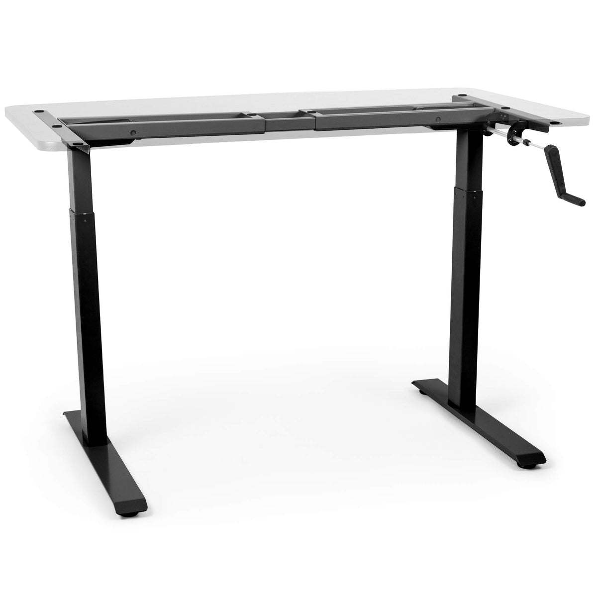 Duronic Sit Stand Desk Frame TM00BK Manual Standing Office Table Height Adjustable 71 116cm by Crank Handle Ergonomic Workstation Sturdy and