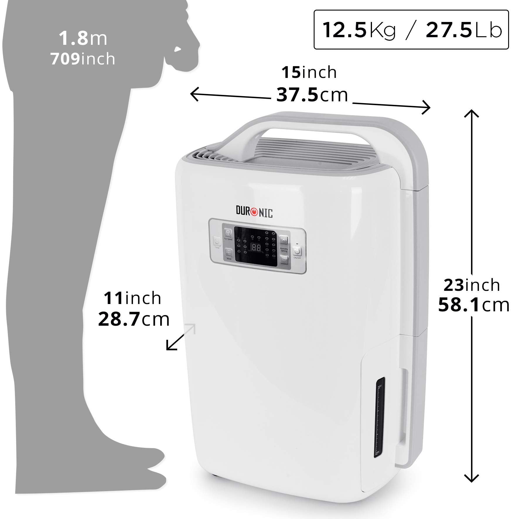 Duronic Dehumidifier DH20 Air Dehumidifier for clothes drying, Black Mould, Damp & Condensation Remover, Wardrobe, Bathroom, Small Bedroom, Utility Room 4L Tank, 20L in a Day