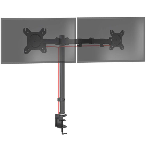 Duronic Dual Monitor Arm Stand DM152 | Twin PC Desk Mount | BLACK | Steel | Height Adjustable | For Two 13-32 LED LCD Screens | VESA 75/100 | 8kg Capacity | Tilt -90°/+35°,Swivel 180°,Rotate 360°